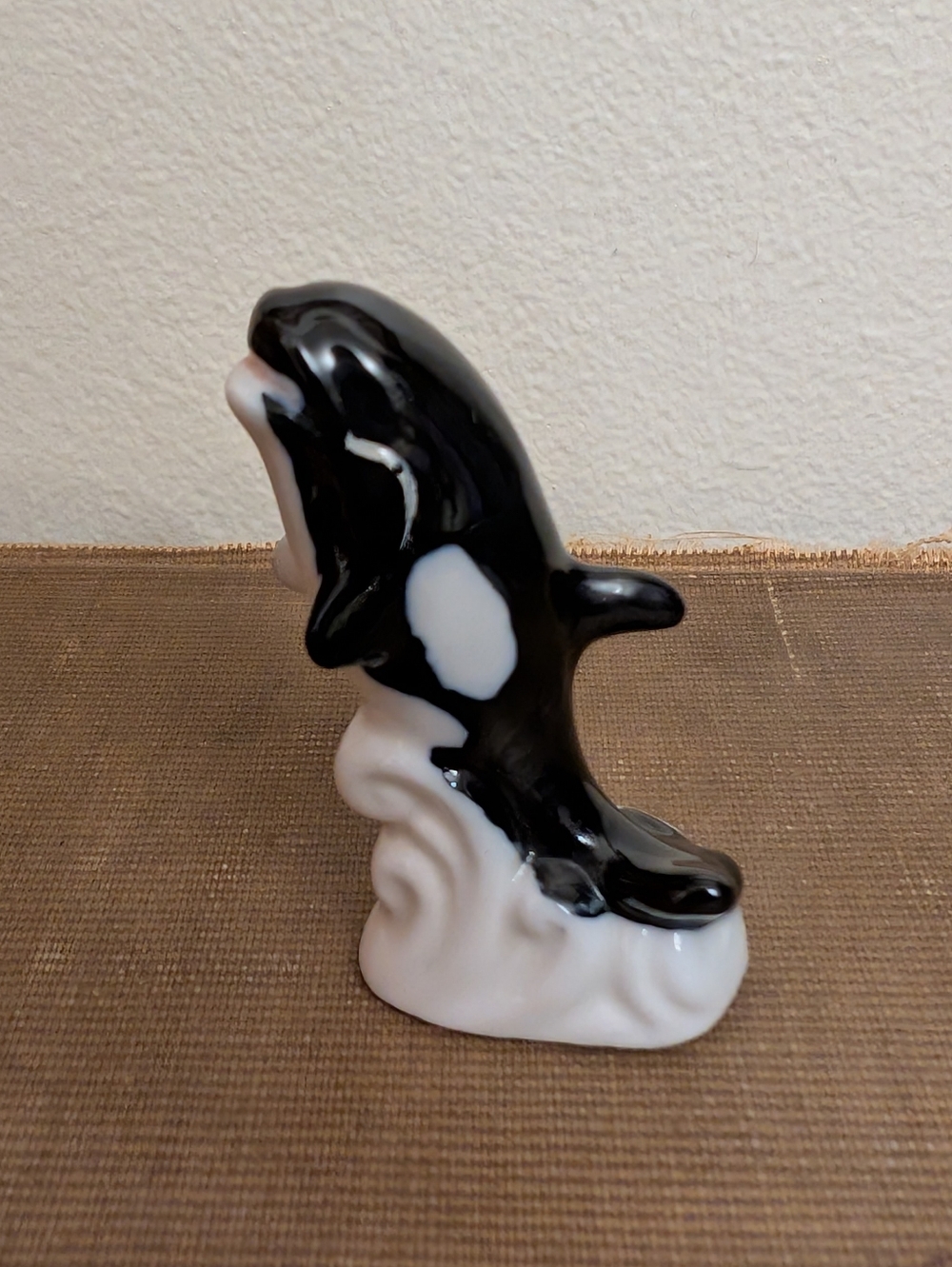 Vintage Bone China Orca Whale Miniature Figurine